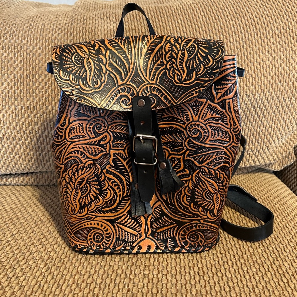 Handmade real leather backpack